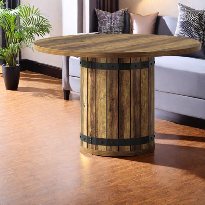 Premium Farmhouse Dining Table, Brown Mdf Finish For Cozy Dining Experiences
