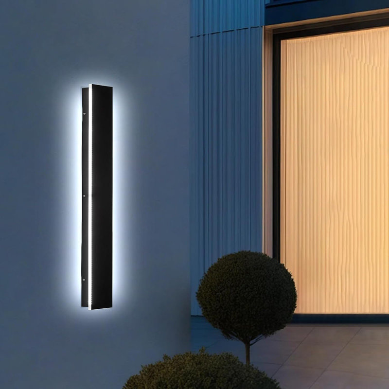 47.3" Modern Black LED Dimmable Waterproof  Linear Outdoor Wall Sconce for Exterior Porch or Garden