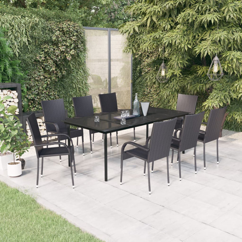Rectangular 8 - Person Dining Set, Black