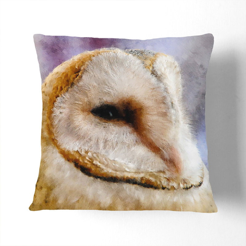 Barn Owl Vol.4 Painting Square Throw Cushion, White, 40cm H x 40cm W x 15cm D