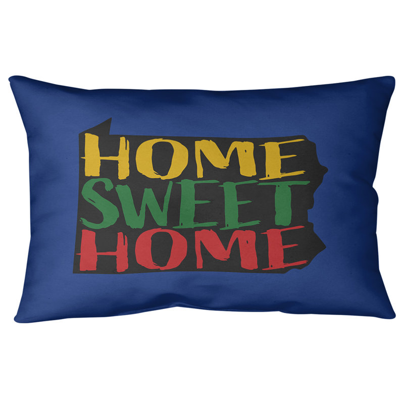 Outdoor Reversible Throw Pillow, Navy/Yellow/Black, Pennsylvania