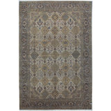 Lamani Wool Oriental Area Rug in Ivory/Blue/Green