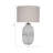 26" White Ceramic Tribal Textured Table Lamp With Linen Shade