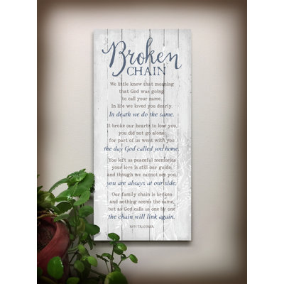 «Broken Chain ...», plaque d'art textuel