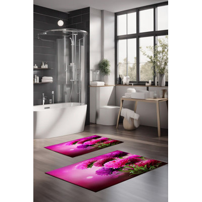Ensemble de tapis de bain de luxe Eakly (2 pièces), 100% polyester, 16,0 x 23,6 pouces et 23,6 x 39,4 pouces | Conception antibactérienne antidérapante, hauteur de poils de 0,3 po | Lavable à la machine, durable et facile à nettoyer | Idéal pour la décoration de salle de bain