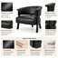 Fauteuil d'appoint en similicuir Sauny avec dossier enveloppant et pieds en bois massif-129868626