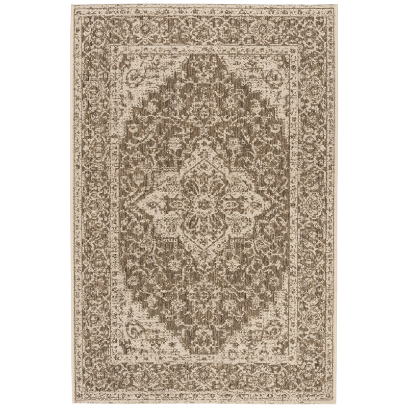 Tapis oriental beige / crème Danya, Rectangle 6 pi 7 po x 9 pi 2 po