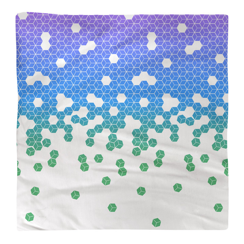 Serviette en coton à motif cube culbuté, Dégradé paon, H 0,1 po x l 22 po x P 22 po, Sergé de polyester
