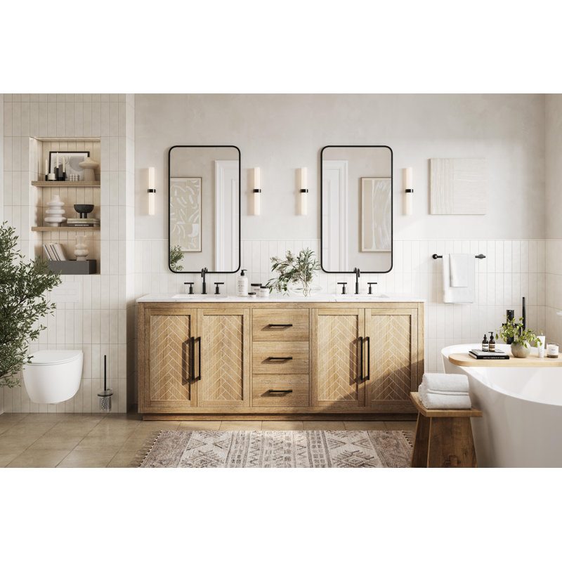 Meuble-lavabo double 84 po, Lin chêne