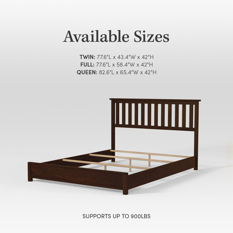 Ziggy Modern Solid Wood Low Profile Standard Bed with Headboard, Twin