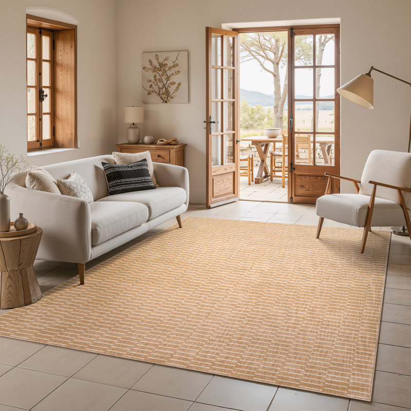 Tapis rouille / beige Orion, Rectangle 6 pi 7 po x 9 pi 6 po