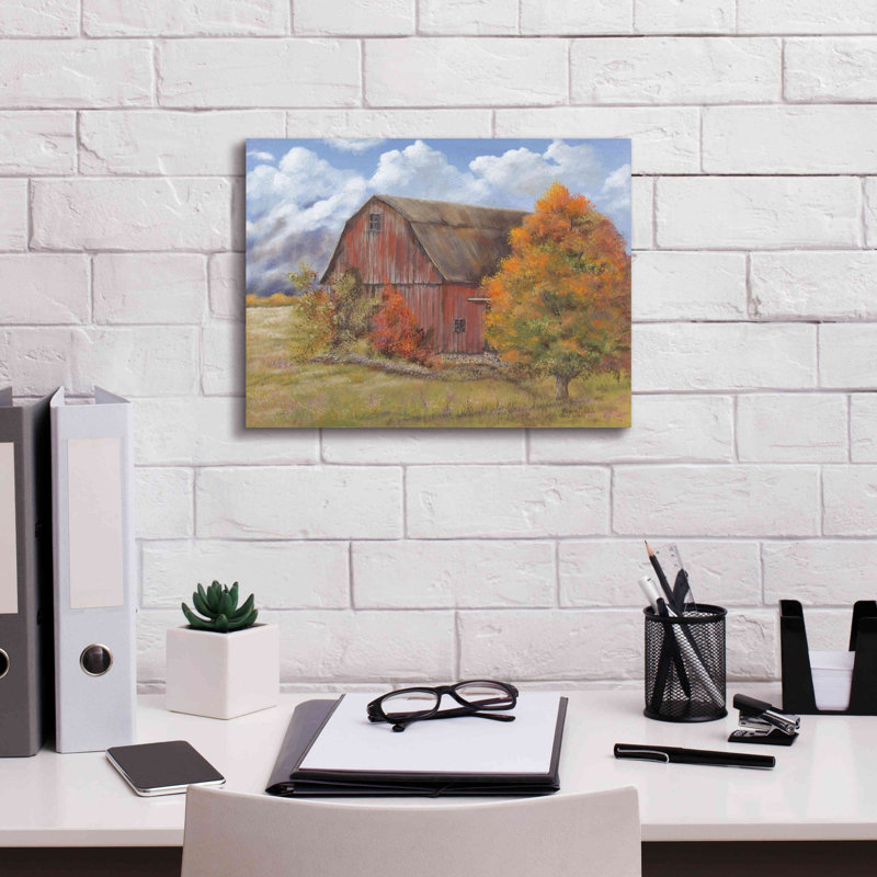 «Autumn Barn» par Pam Britton, estampe numérique sur toile, L 12 po x H 16 po x P 0,75 po