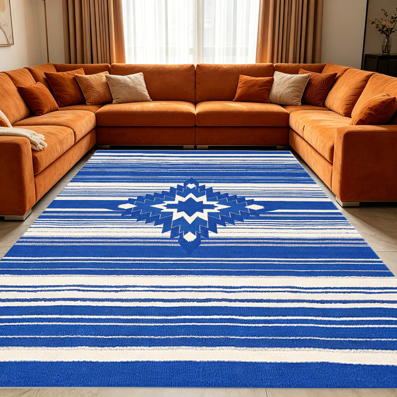 Cobalt Blue Star carpet-easy to clean, machine-washable, soft and comfortable; suitable for door mats, kitchens, living rooms, bedrooms, corridors, and laundry areas. Easy to clean, durable carpet for home decoration.