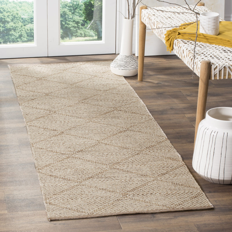 Abberton Hand Woven Cotton Geometric Rug, Runner 2'3" x 9'