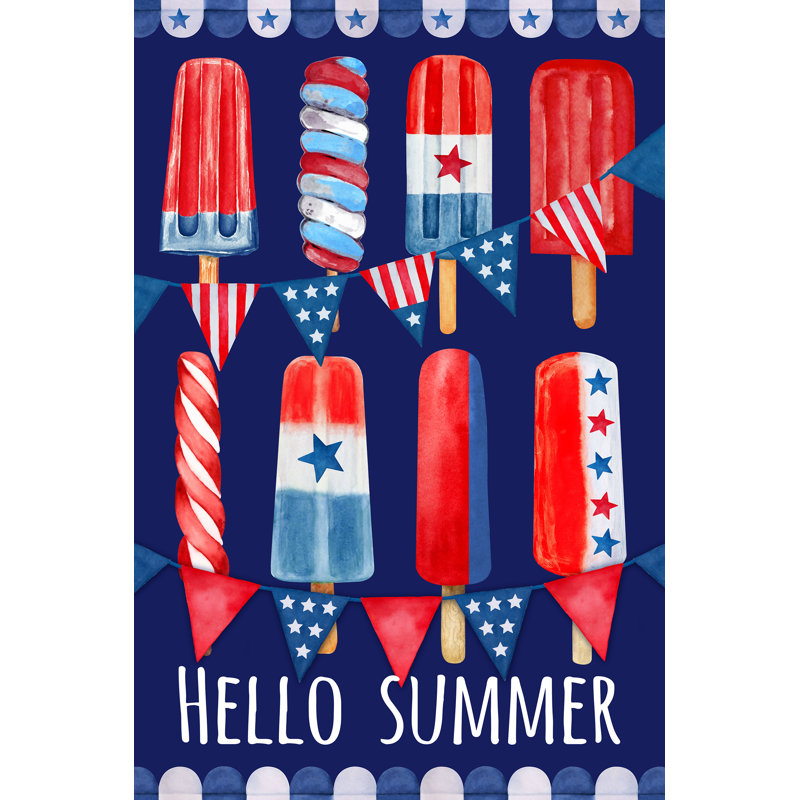 Drapeau de jardin Hello Summer Patriotic Americana 28 po x 40 po