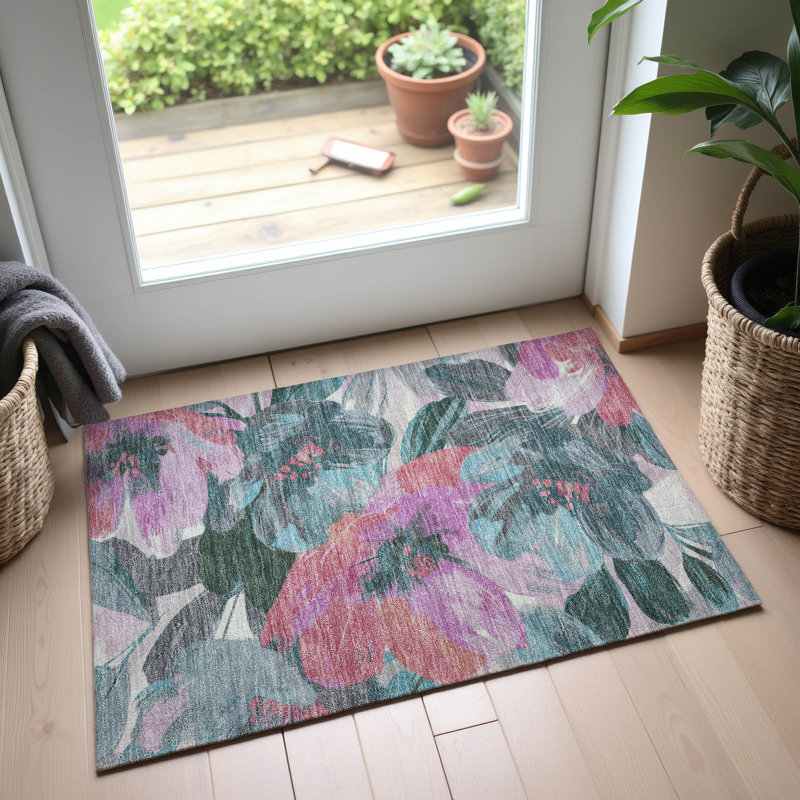 Premium Machine Washable Northdale AMF1487 Floral Rug, Rectangle 1'8" x 2'6"