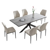 Geigle Extendable Table Set for Kitchen Dining Room Table, Home Furniture(1Table, 6Chairs)