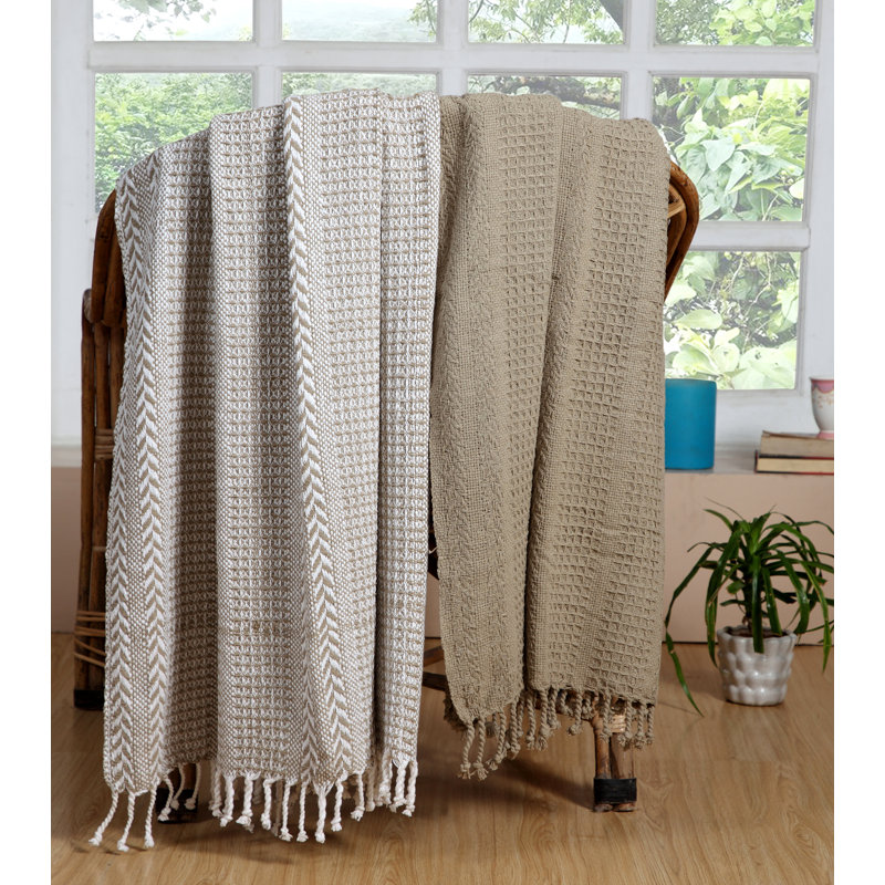 Jeté luxueux 100% coton, Beige