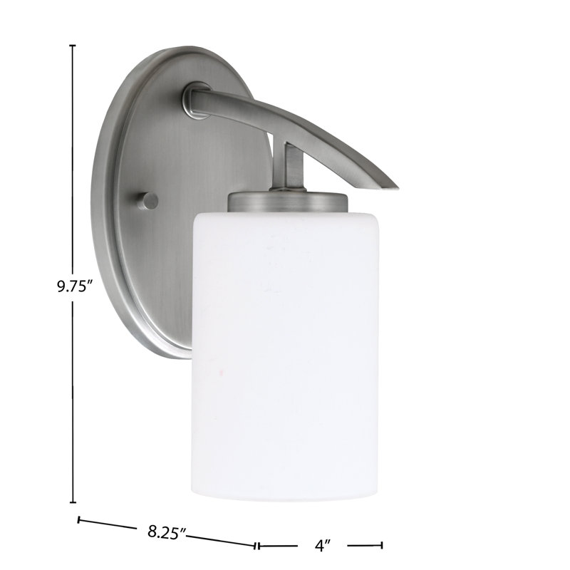 Applique murale en verre mousseline 4 po Kurve, Nickel