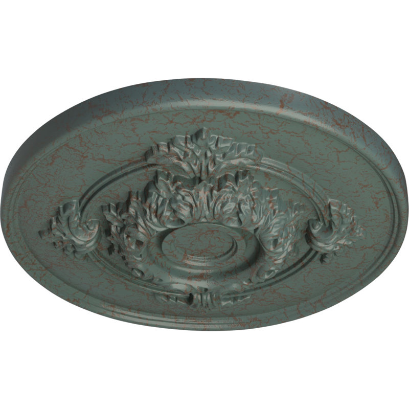 Endurathane Monique Ceiling Medallion, 13 3/4"OD x 1"P (Fits Canopies up to 3 3/4"), Hand-Painted Cloud Burst Crackle Finish