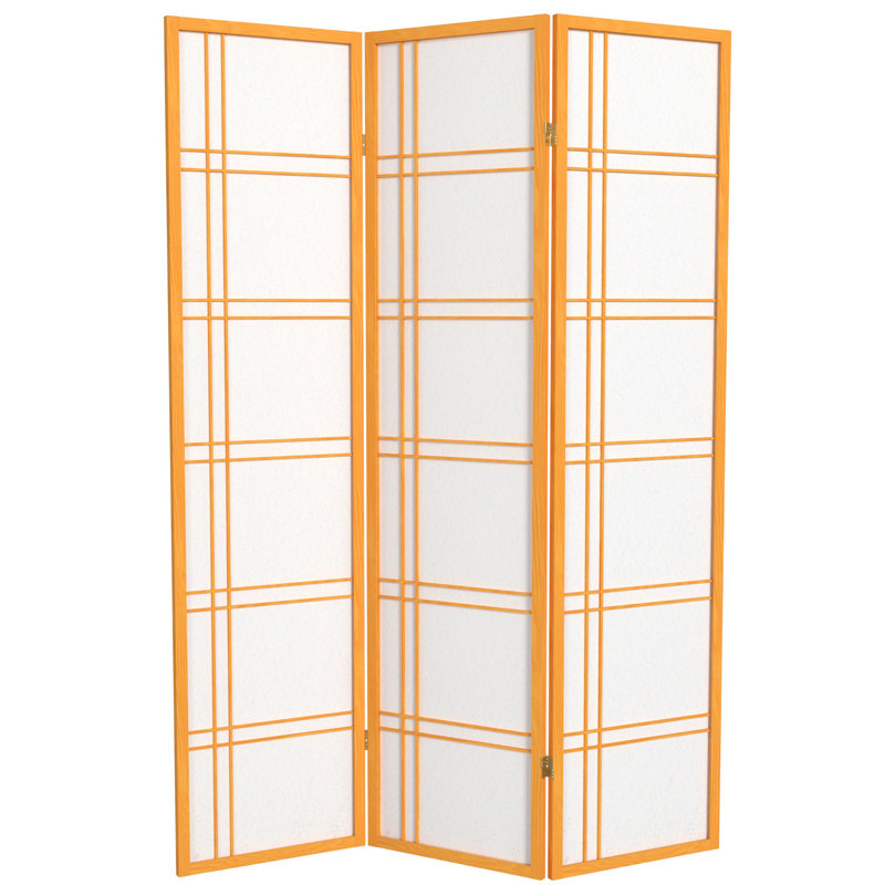 70.5" Tall Double Cross Shoji Panel Room Divider, 6, 6 ft, Black