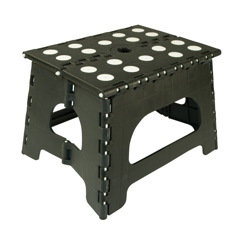 Linda 1 - Step Plastic Lightweight Folding Step Stool, Black
