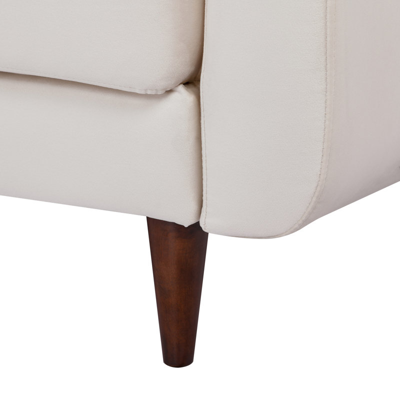 79.9" Velvet Square Arm Sofa, Ivory Polyester