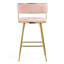 (Ensemble de 2) Tabouret de bar 26 po à hauteur de comptoir en velours côtelé avec dossier, base chromée dorée et repose-pieds (rose)-522947698-522947701