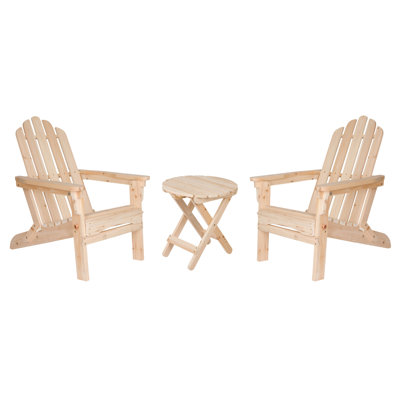 Ensemble de chaises Adirondack pliantes en bois massif avec table Candias