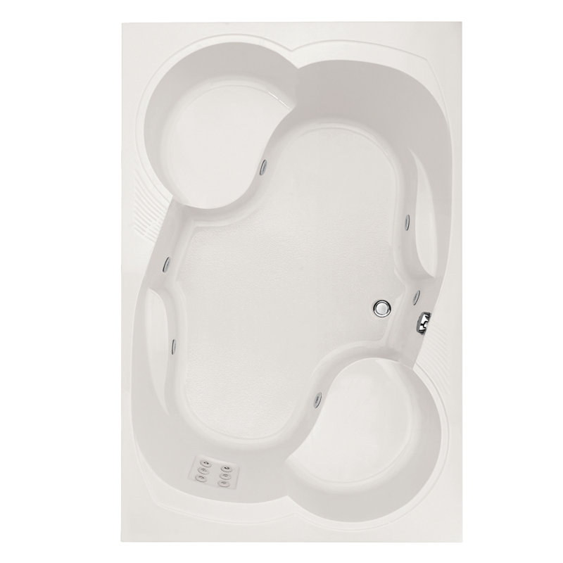 Makyla 75'' L Whirlpool Bathtub, White, Polished Nickel
