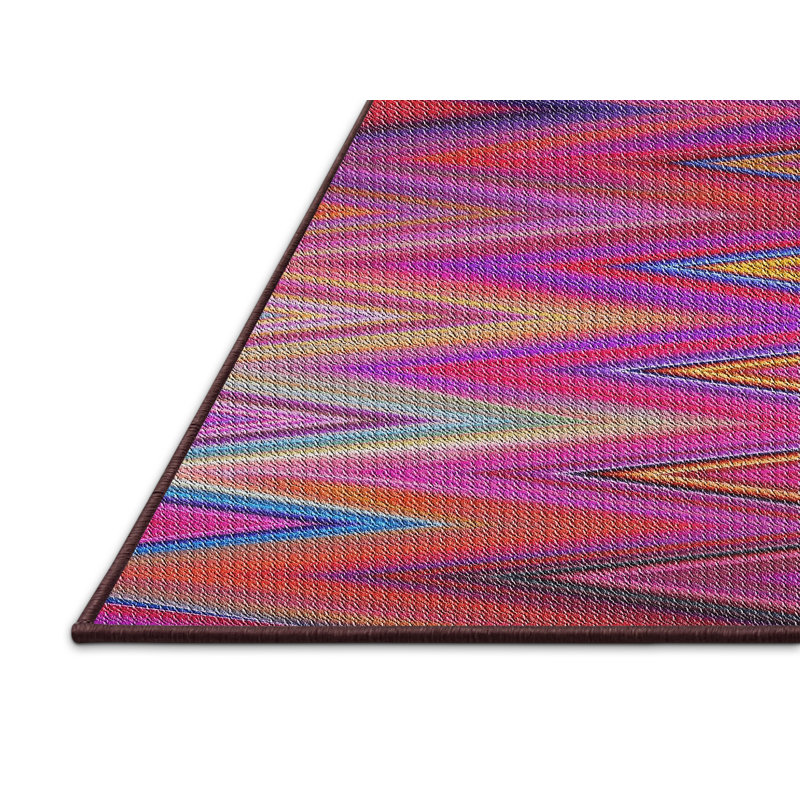 Tapis rose à chevrons Austell, Rectangle 7 pi x 10 pi