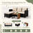 3 Piece Outdoor Sectional Patio Sofa, All-Weather Black Wicker Furniture Set With Glass Table And Cushions-1436236083