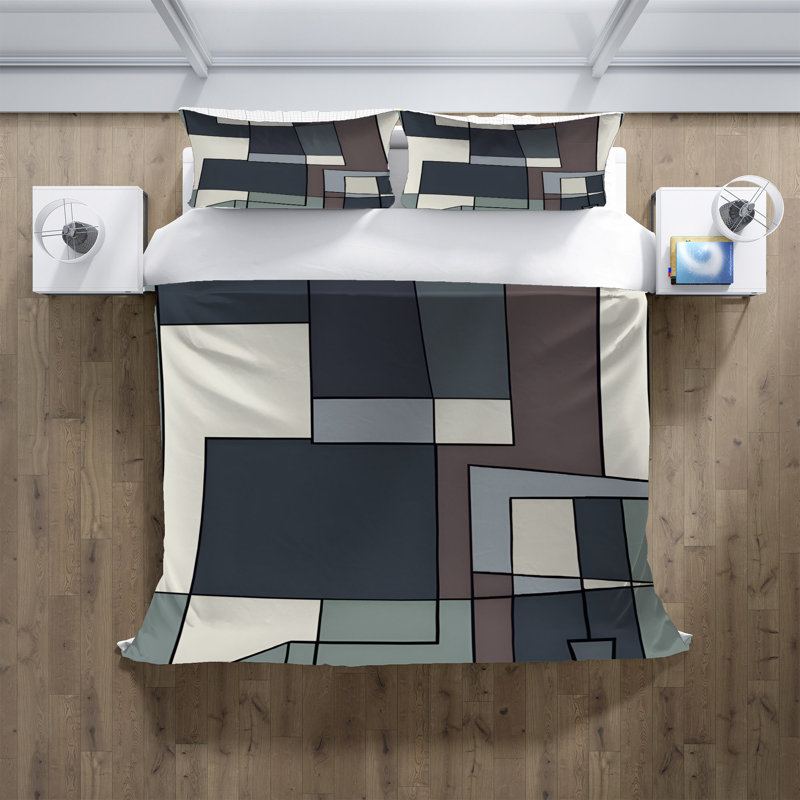 Polyester Abstract Duvet Cover, King Duvet Cover + 2 King Shams