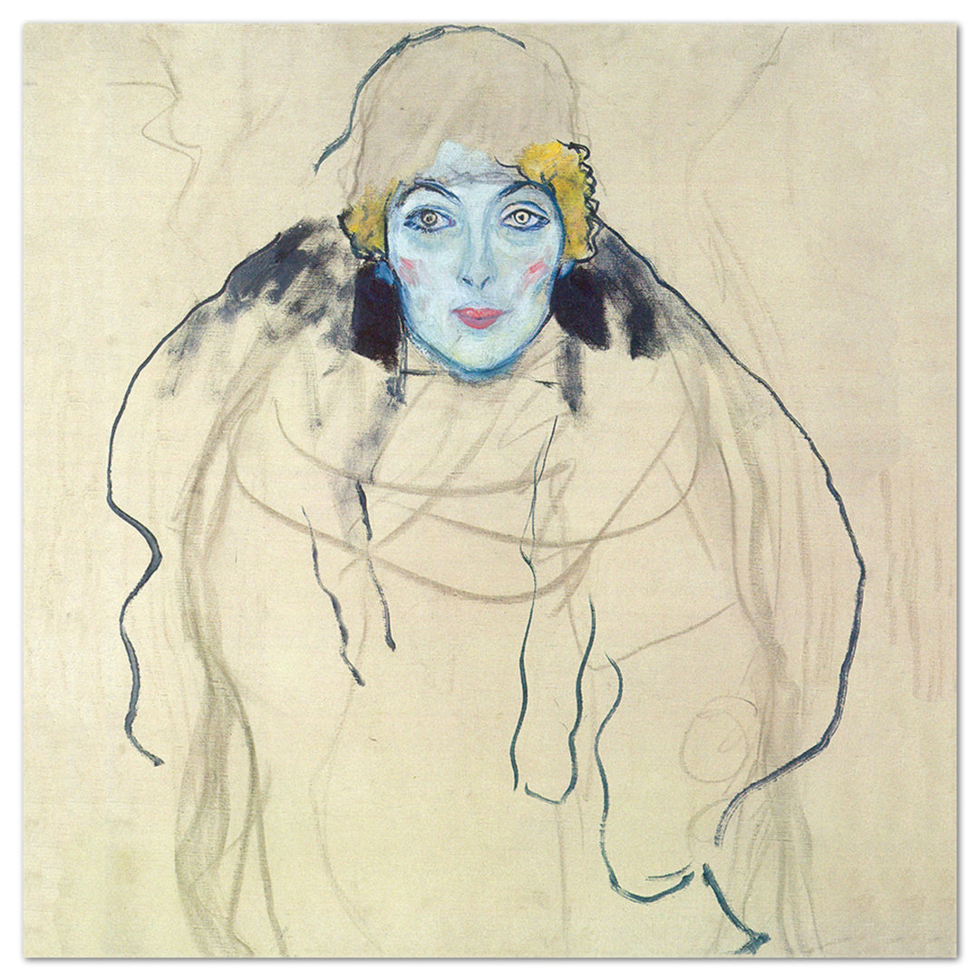 Glasgemälde Frontalbildnis einer Dame von Gustav Klimt