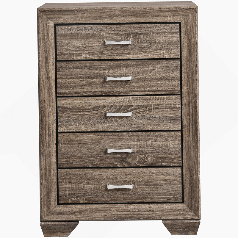 Commode de chambre 5 tiroirs délavé taupe