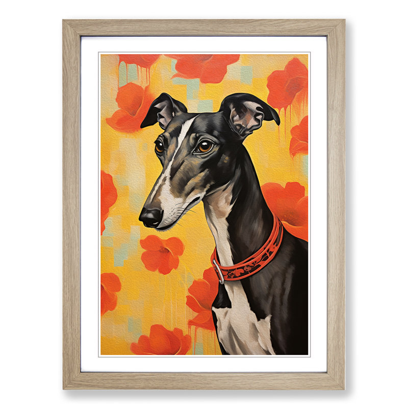 Greyhound Informel - Single Picture Frame Print on Wood