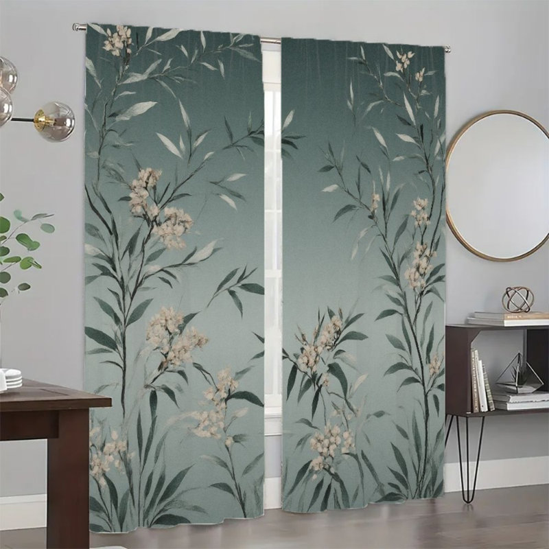 2Pcs rideaux à motif floral de printemps, campagne artistique moderne de style champêtre français filtrant la lumière pour le salon, la chambre à coucher, la cuisine, la poche à tringle, la fenêtre, les rideaux