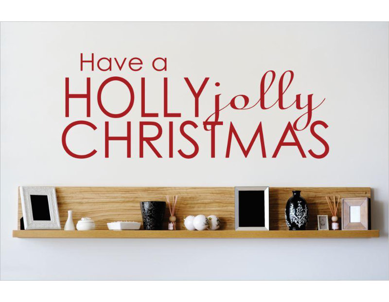 Décalcomanie murale de noël holly jolly, Rouge, H 14 po x l 30 po x P 0,16 po