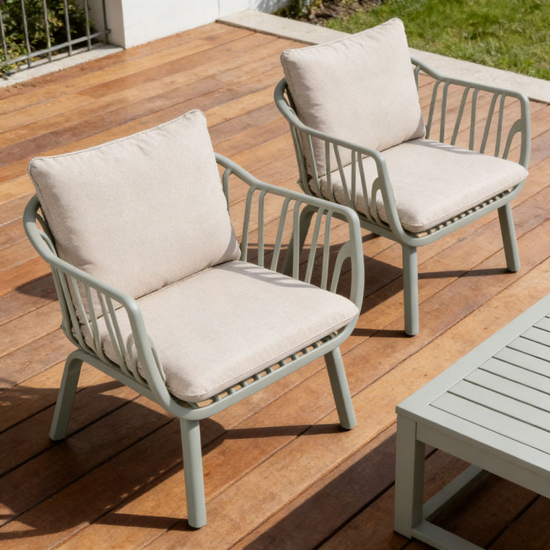 Ensemble de chaise club d'extérieur, Beige, Vert clair