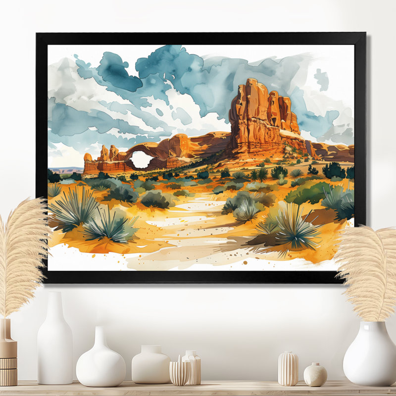 Décoration murale Arches National Park Desert Landscape I - Canyon, Toile encadrée noire simple, H 16 po x l 32 po x P 1 po