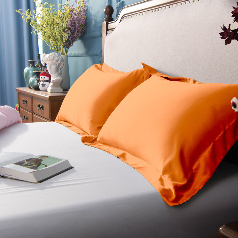 Ensemble de 2 taies décoratives en satin standard Soft Luxury, Taie décorative format grand, Orange