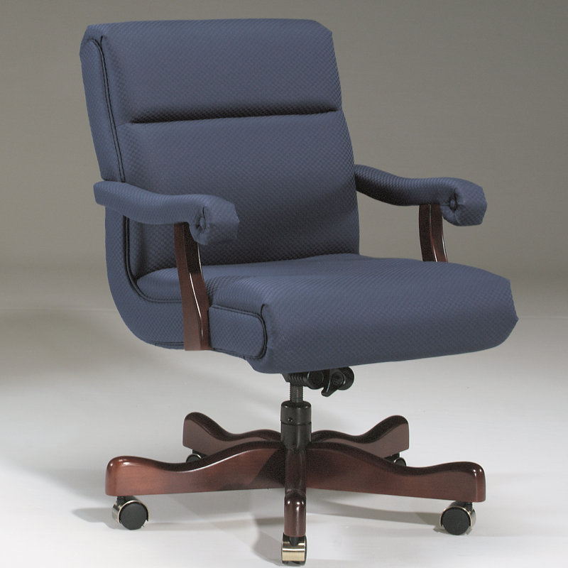 Genuine Leather Executive Chair, Graphite, Walnut, Not Included