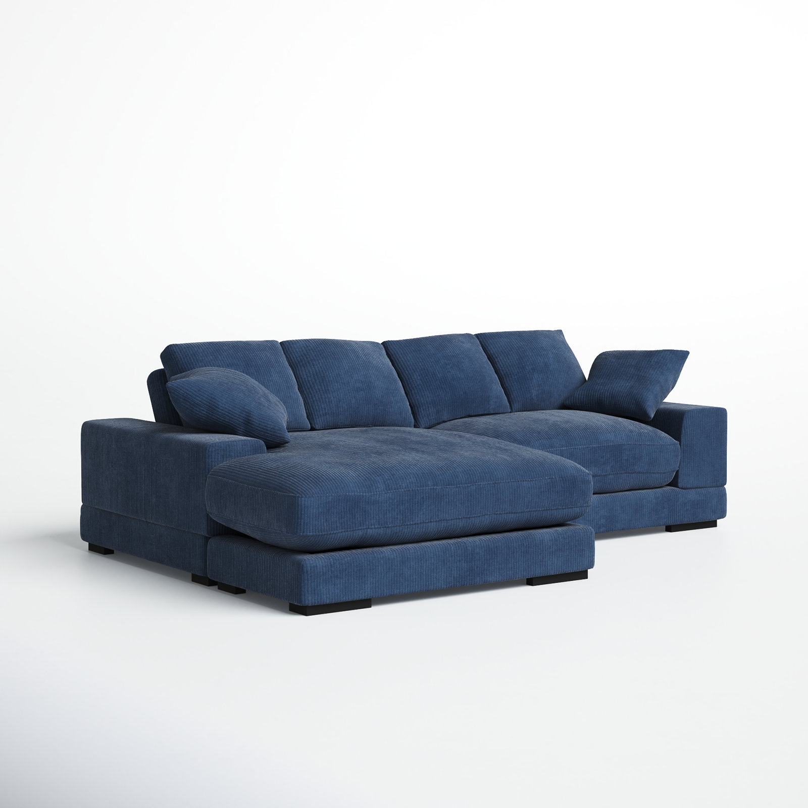 Lonsdale Chaise Sectional, Blue Corduroy