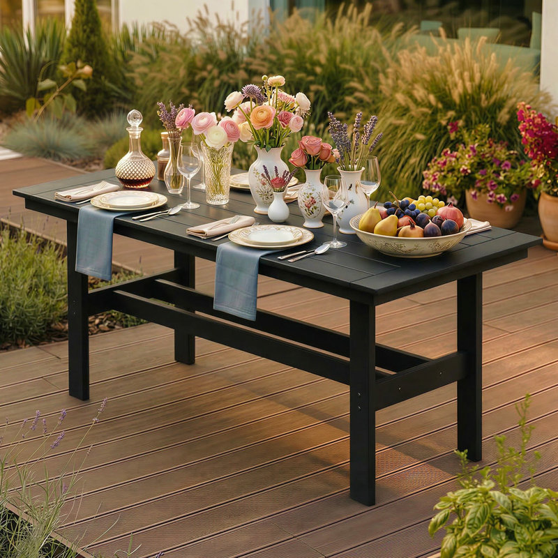 All-Weather HDPE Outdoor Dining Table, Black