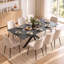 Extendable Dining Table for 4-8 People, Black Marble Effect-10217690