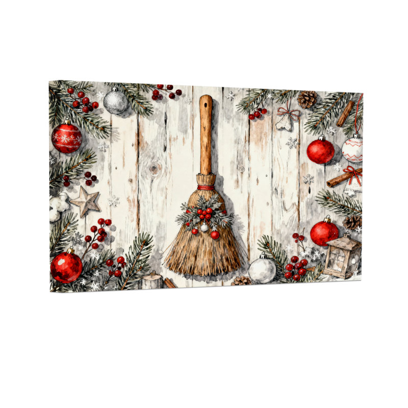 «Christmas Christmas Broom Holiday», ensemble de 3 impressions sur toile, H 12 po x l 18 po