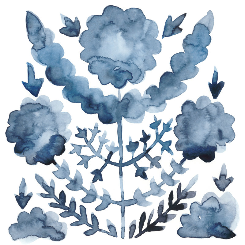 Peinture sur toile « Indigo Ornament I », H 12 po x l 12 po