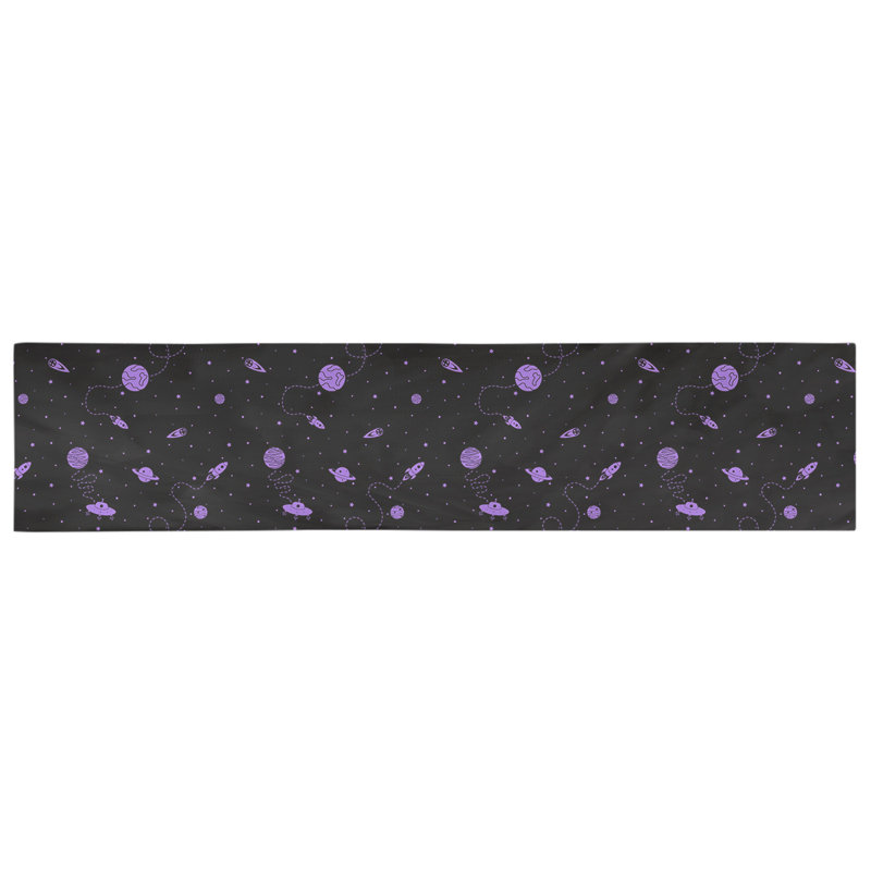 Chemin de table géométrique avicia, Noir / Mauve, 90 po x 16 po, Polyester