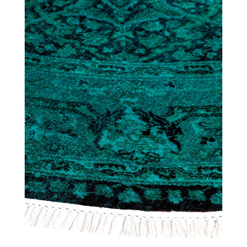 Damekia One-of-a-Kind Round 6' 1" X 6' 1" New Age Round Wool Area Rug Green