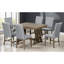 Ensemble de salle à manger extensible Mid-Century pour six personnes en bois d'hévéa massif avec rallonge de 12 pouces et chaises rembourrées gris doux Mid-Century